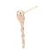 Brass Stud Earring Findings, with Vertical Loops, Twist Teardrop, Real 18K Gold Plated, 28.9x5mm, Hole: 1mm, Pin: 0.75mm