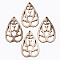 Unfinished Hollow Wood Big Pendants, Undyed, Laser Cut Wood Shapes, Heart, Antique White, 59x39x2.5mm, Hole: 2mm