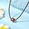 Natural Carnelian(Dyed and Heated) & Glass Seed Beads Cluster Flower Pendant Necklaces, Black Waxed Cotton Cord Necklaces for Women, Platinum, 17.40 inch(44.2cm)