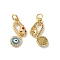 Rack Plating Brass Micro Pave Cubic Zirconia Pendants, with Jump Ring and Enamel, Lead Free & Cadmium Free, Snake with Evil Eye Charm, Real 18K Gold Plated, Deep Sky Blue, 19x13x2.5mm, Hole: 3.5mm