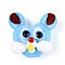 Handmade Lampwork Beads, Mouse, Light Sky Blue, 19~21x19~21x11~13mm, Hole: 1.8mm