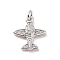 Brass Micro Pave Cubic Zirconia Charms, with Jump Ring, Cadmium Free & Lead Free, Plane Charms, Platinum, 14.5x13x3mm, Hole: 2.8mm