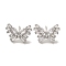 Rack Plating Brass Micro Pave Cubic Zirconia Studs Earrings, Long-Lasting Plated, Lead Free & Cadmium Free, Butterfly, Platinum, 14x19mm