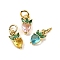 Brass Micro Pave Cubic Zirconia Charms, with Jump Rings, Long-Lasting Plated, Strawberry, Mixed Color, 12x6x3.5mm, Hole: 3mm