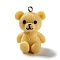 Opaque Resin Pendants, Animal Charms with Platinum Plated Iron Loops, Bear, 30x21x19.5mm, Hole: 2mm