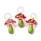 Handmade Lampwork Pendants, Bumpy, Mushroom, Red, 24.5~29.5x15~18.5mm, Hole: 2~5mm