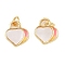 Brass Enamel Charms, with Shell and Jump Ring, Heart Charm, Real 18K Gold Plated, 10.5x9x2mm, Hole: 2.2mm