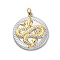 304 Stainless Steel Crystal Rhinestone Pendants, with Jump Ring, Flat Round with Snake Charm, Ion Plating(IP), Real Gold Plated & Stainless Steel Color, 18.5x16x3mm