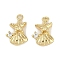 Brass Micro Pave Cubic Zirconia Charms, Cadmium Free & Nickel Free & Lead Free, Starfish & Shell Shape, Real 18K Gold Plated, 12x8x3.5mm, Hole: 1mm