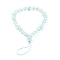 Frosted Round Spray Painted Glass Beaded Mobile Straps, with Acrylic Flower Beads and Nylon Thread, Azure, 19cm