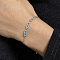 Brass Oval Link Bracelets, Cable Chain Bracelets for Women, with Cubic Zirconia, Silver, Inner Diameter: 6-1/4 inch(16cm)