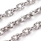 Iron Cable Chains, Textured, Unwelded, Oval, Platinum Color, 3x2x0.6mm