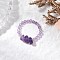 Natural Amethyst Beaded Rings, with Brass Beads & Elastic Crystal Thread, Inner Diameter: 19mm