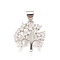 Brass Micro Pave Cubic Zirconia Pendants, Long-Lasting Plated, Lead Free & Cadmium Free & Nickel Free, Tree of Life, Clear, Real Platinum Plated, 16.5x15.5x3mm, Hole: 4x3.5mm