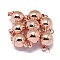 Rack Plating Brass Magnetic Clasps with Loops, N45 Grade Strong Magnet, with Soldered Jump Rings, Long-Lasting Plated, Round, Real Rose Gold Plated, 15.5x10mm, Hole: 3.5mm, Ring: 5x0.5mm