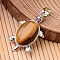 Tortoise Platinum Tone Brass Tiger Eye Pendants, 34x21x7mm, Hole: 5x7mm
