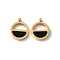 304 Stainless Steel Enamel Charms, Flat Round Charm, Real 14K Gold Plated, 12x10x2.5mm, Hole: 1.4mm