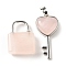 Natural Rose Quartz Pendants, with Platinum Tone Brass Findings, Key & Lock, 27~36.5x17~19.5x6.5~7mm, Hole: 8~9x5~9mm