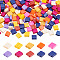 200Pcs 10 Colors 2-Hole Baking Paint Glass Seed Beads, Rectangle, Mixed Color, 5x4.5~5.5x2~2.5mm, Hole: 0.5~0.8mm, 20Pcs/color