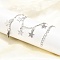 304 Stainless Steel Textured Link Bar Star Charm Tassel Necklaces, Non-Tarnish, Stainless Steel Color, 17.64 inch(44.8cm)