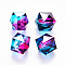 Transparent Spray Painted Crackle Acrylic Beads, Two Tone, Polygon, Medium Blue, 7.5x8x8mm, Hole: 1.8mm, 100pcs/bag