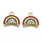 Alloy Enamel Pendants, with Crystal Rhinestone, Cadmium Free & Lead Free, Golden, Rainbow Shape, Rainbow Color, 14.5x15.5x3.5mm, Hole: 1.6mm