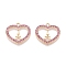 Rack Plating Alloy Pendants, with Rhinestone, Heart with Eiffel Tower, Light Rose, 17.5x18.5x1.5mm, Hole: 1.6mm