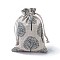 Burlap Packing Pouches, Drawstring Bags, Rectangle with Tree of Life Pattern, Colorful, 17.7~18x13.1~13.3cm