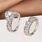 Brass Micro Pave Cubic Zirconia Finger Rings, Platinum, US Size 9(18.9mm)