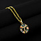 Brass Pave Colorful Cubic Zirconia Initial Ring Pendant Necklaces, 304 Stainless Steel Cable Chain Necklaces, Golden, Letter T, 17.72 inch(45cm)