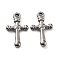 Non-Tarnish 201 Stainless Steel Pendants, Cross Charm, Stainless Steel Color, 22.5x13x3mm, Hole: 2mm