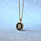 Alloy Black Enamel Flat Round with Letter Pendant Necklaces for Women, Golden, Letter B, 17.72 inch(45cm)