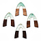 Transparent Resin & Walnut Wood Pendants, with Glitter Powder, V Shape Charms, Light Sea Green, 38x29x3mm, Hole: 2mm