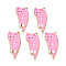 Alloy Enamel Pendants, with Printed, Cadmium Free & Nickel Free & Lead Free, Cat Charm, Golden, Pearl Pink, 25x13x2mm, Hole: 1.2~1.4mm