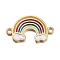 Brass Links connectors, with Enamel, Rainbow, Golden, 8.5x15x1mm, Hole: 1mm