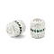 Brass Micro Pave Cubic Zirconia European Beads, Large Hole Beads, Barrel, Rack Plating, Cadmium Free & Lead Free, Long-Lasting Plated, Silver, Green, 10x9mm, Hole: 5mm