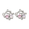 Brass Micro Pave Cubic Zirconia Pendants, Cadmium Free & Nickel Free & Lead Free, Planet, Pink, Platinum, 16x17x6mm, Hole: 1.5mm