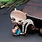 Alloy Brooch, with Cat Eye and Rhinestone, Fox, Light Salmon, 42x37mm