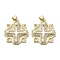 Brass Pave Shell Pendants, Religion Cross Charms with ABS Imitation Pearl, Real 18K Gold Plated, Cross, 24x21x4mm, Hole: 3.5x4mm
