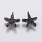 Brass Micro Pave Cubic Zirconia Charms, Star, Black, Gunmetal, 10.5x9x2mm, Hole: 0.7mm