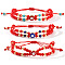 3Pcs Handmade Glass & Natural Lapis Lazuli & Synthetic Turquoise Rondelle Beaded Multi-layered Braided Bead Bracelets, Enamel Evil Eye Jewelry for Men Women, Inner Diameter: 11 inch(28cm)