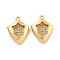 Brass Micro Pave Clear Cubic Zirconia Pendants, Real 18K Gold Plated, Shield, 18.5x14x4mm, Hole: 1.5mm