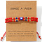 Handmade Glass & Natural Lapis Lazuli Rondelle Beaded Multi-layered Braided Bead Bracelets, Enamel Evil Eye Jewelry for Men Women, with Greeting Card, Inner Diameter: 11 inch(28cm)