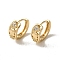 Brass Micro Pave Cubic Zirconia Hoop Earring, Heart, Light Gold, 14.5x6.5mm