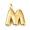 Ion Plating(IP) 304 Stainless Steel Pendants, Letter Charm, Real 18K Gold Plated, Letter M, 18x15x4mm, Hole: 1.6mm