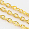Iron Cable Chains, Unwelded, with Spool, Flat Oval, Cadmium Free & Lead Free, Golden Color, 3x2.2x0.6mm, about 32.8 Feet(10m)/roll
