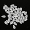 5Pcs Transparent Glass Beads, Top Drilled, Teardrop, White, 14x8mm, Hole: 1mm