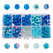 200Pcs 10 Styles DIY Glass Round Beads Sets, Blue, 8mm, Hole: 1mm, 20pcs/style