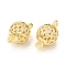 Brass Micro Pave Clear Cubic Zirconia Connector Charms, Cadmium Free & Nickel Free & Lead Free, Hollow Round Links, Real 18K Gold Plated, 12.5x8mm, Hole: 1.4mm