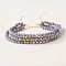 Bohemian Style Glass Beaded Braided Bead Bracelets, Multi-strand Layed Bracelets for Women, Faceted, Gray